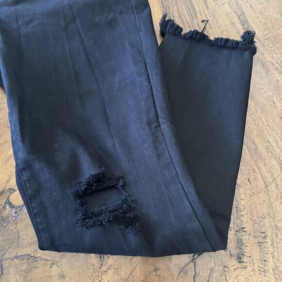 J Brand Alana Black High Waisted Distressed Skinny Frayed Hem Ankle Jeans - 31 - Picture 6 of 9